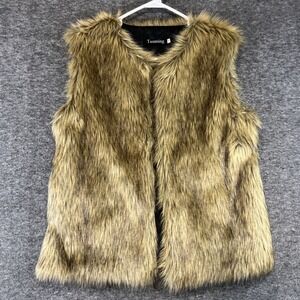Tanming Faux Fur Vest Womens MED Winter‎ Warm Short